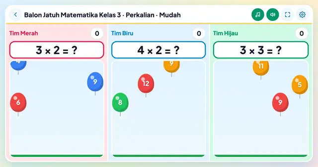 Cuplikan layar game Balon Jatuh Matematika