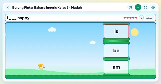 Cuplikan layar game Burung Pintar Bahasa Inggris