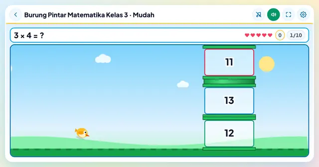 Cuplikan layar game Burung Pintar Matematika