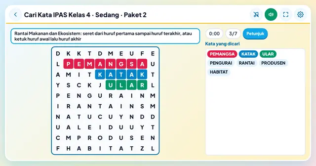 Cuplikan layar game Cari Kata IPAS