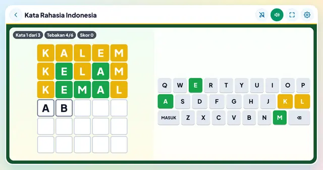 Cuplikan layar game Kata Rahasia Bahasa Indonesia