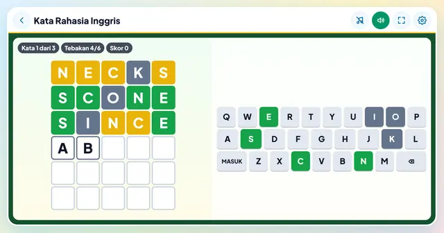 Cuplikan layar game Kata Rahasia Bahasa Inggris