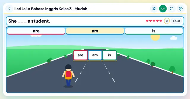 Cuplikan layar game Lari Jalur Bahasa Inggris