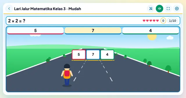 Cuplikan layar game Lari Jalur Matematika
