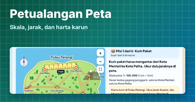 Cuplikan layar game Petualangan Peta: Skala dan Jarak