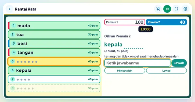 Cuplikan layar game Rantai Kata