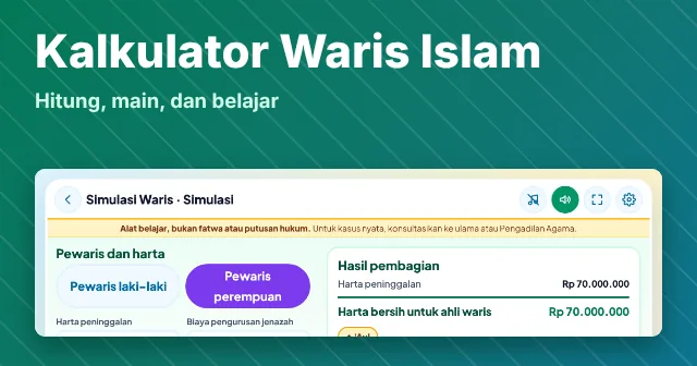 Cuplikan layar game Simulasi Waris Islam