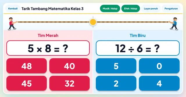 Cuplikan layar game Tarik Tambang Matematika