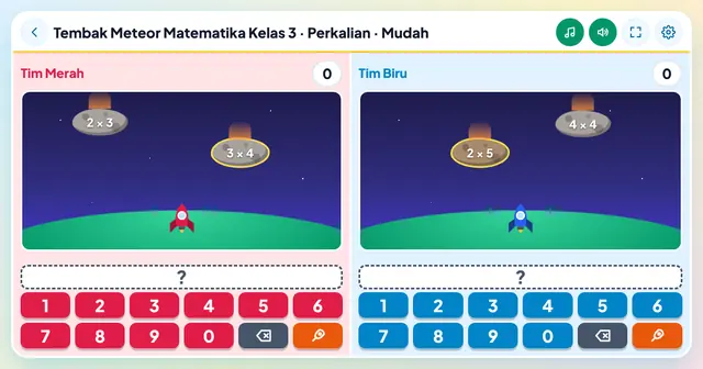 Cuplikan layar game Tembak Meteor Matematika