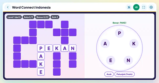 Cuplikan layar game Word Connect Bahasa Indonesia