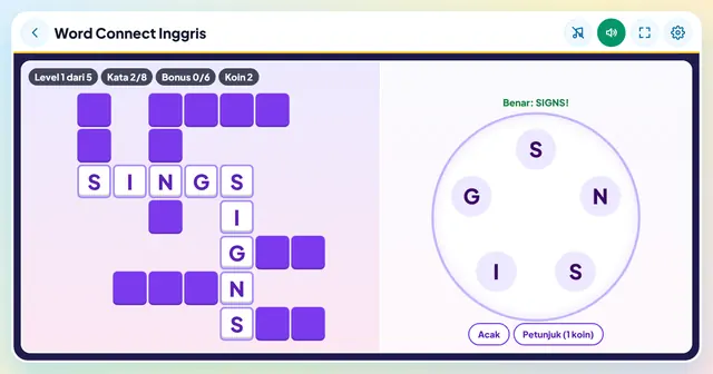 Cuplikan layar game Word Connect Bahasa Inggris